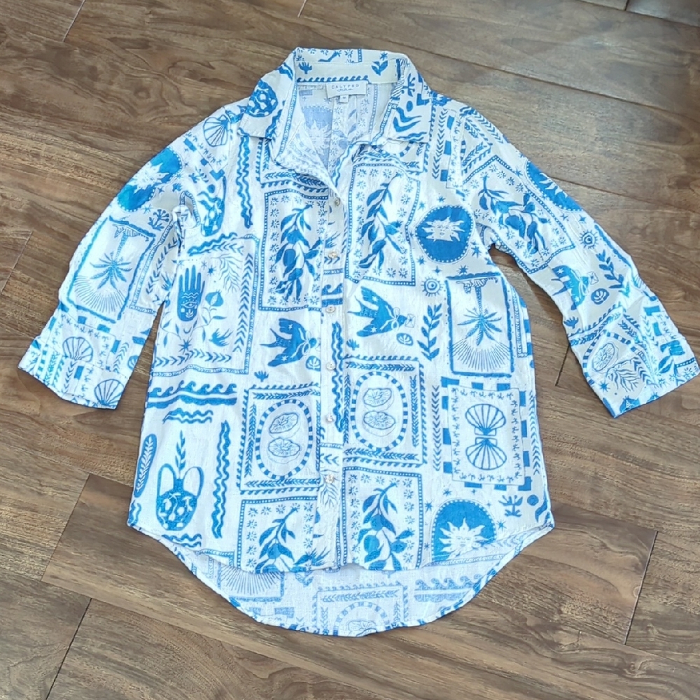 Calypso St. Barth Linen Blend Boho Top